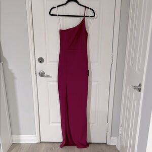 LuLu’s Keeper of My Heart Dark Magenta One-Shoulder Maxi Dress